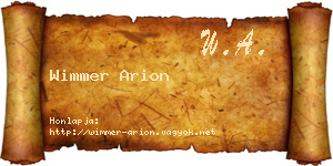 Wimmer Arion névjegykártya